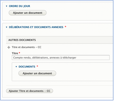 interface de saisie de la délibération